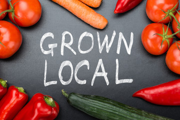 Fresh Vegetables On Blackboard