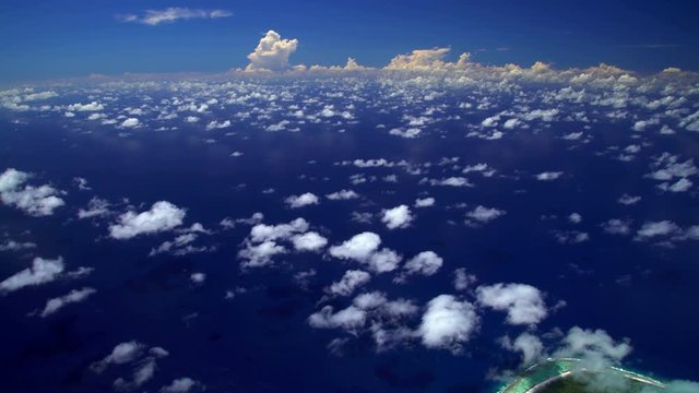 Aerial view of Coral Reef Tupai Heart Island French Polynesia 