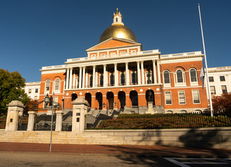 Front Bulfinch Entrance Massachusetts State House Capital Building Boston
