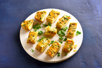 Cheese and garlic bread with greens