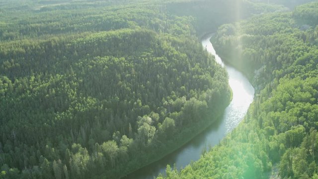 Aerial boreal deciduous forest Athabasca tar sands Canada