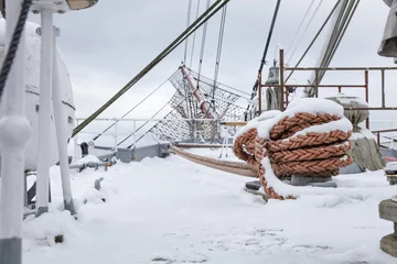 Fotobehang Winter holidays on a beautiful sailing ship   © magdal3na