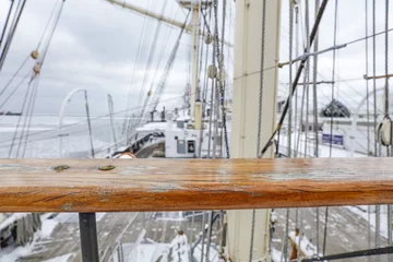 Zelfklevend Fotobehang Winter holidays on a beautiful sailing ship   © magdal3na