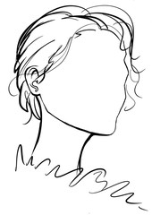 fashion illustration of a girl with a beautiful hairstyle, face