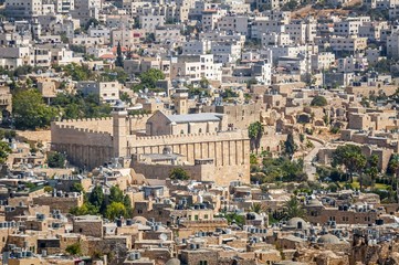 HEBRON, ISRAEL / PALESTINE. September 25, 2018. The exterior view of the Cave of the Patriarchs...