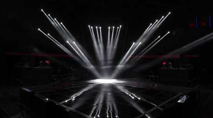 Spotlights in an empty stage