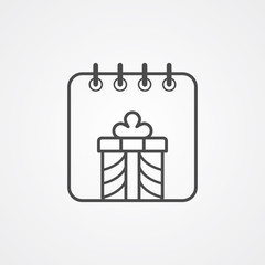 Christmas linear calendar concept vector icon sign symbol