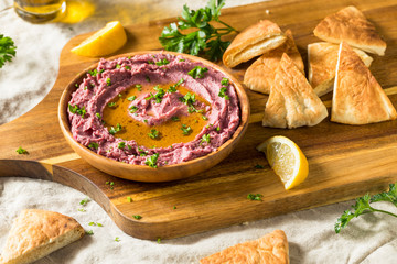 Homemade Purple Hummus with Olive Oil