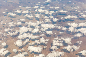 Aerial view of clouds over the desert