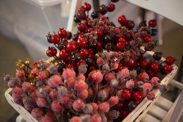 Christmas red berry decor. Holiday, winter, celebration and new year concept
