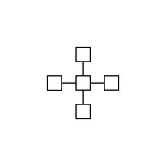 Five squares connected by a line sign. Thin lines