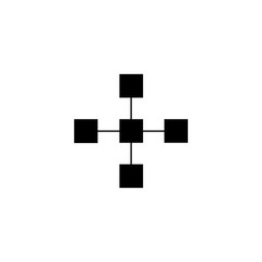 Five squares connected by a line sign. structure icon
