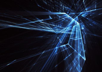 Abstract 3D fractal background, texture. Virtual Neon City