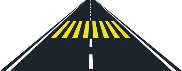 road and yellow zebra crossing