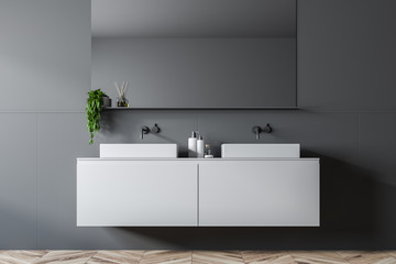 Obraz na płótnie Canvas White counter double bathroom sink