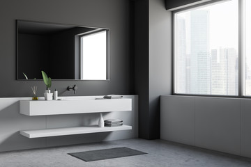 Loft gray and white bathroom, white sink