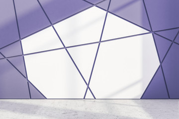 White and purple geometric wall pattern