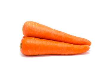 Carrot tubers isolated on white background