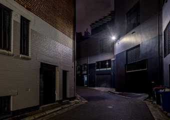 Back street at night in Sydney's Surry Hills