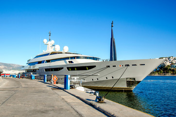 Luxury yacht at marina Zeas,Piraeus port, Greece