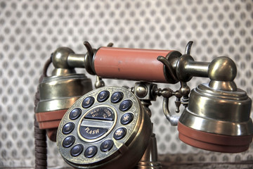 Vintage  telephone close up. Selective focus.
