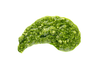 Pesto sauce spread or blob isolated on white background