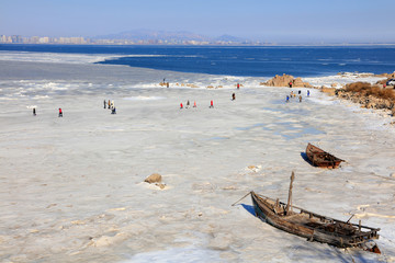 beidaihe seashore winter scenery