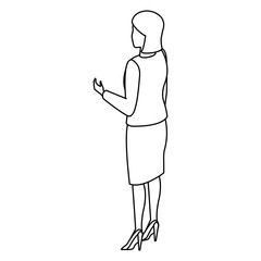 Businesswoman isometric concept black and white