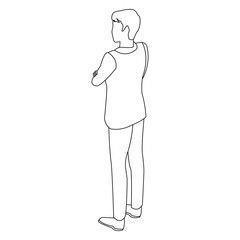 Man avatar isometric concept black and white