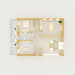3d interior illustration rendering of furnished home apartment