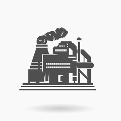 Refinery Factory Building Icon Vector Illustration Silhouette.
