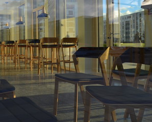 Morning lights in the cafe