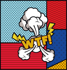 expression bubble with wtf pop art style