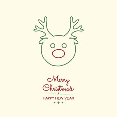 Christmas wishes with hand drawn reindeer. Vector.