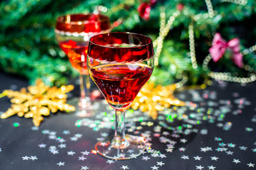 Christmas drinks in glasses	