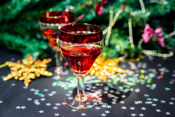 Christmas drinks in glasses	