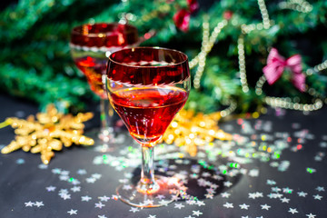 Christmas drinks in glasses	