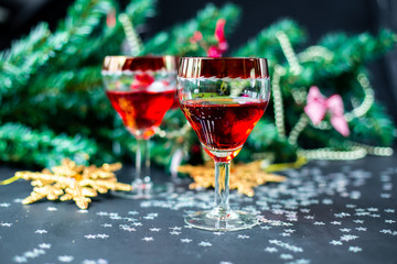 Christmas drinks in glasses	