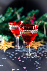 Christmas drinks in glasses	