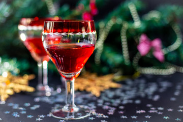 Christmas drinks in glasses	