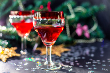 Christmas drinks in glasses	