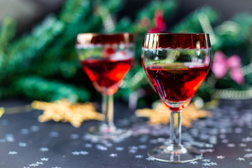 Christmas drinks in glasses	