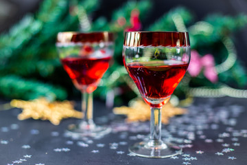 Christmas drinks in glasses	