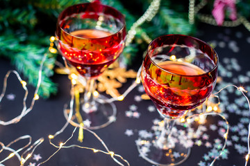 Christmas drinks in glasses	