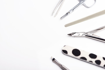manicure tools, set on a white background