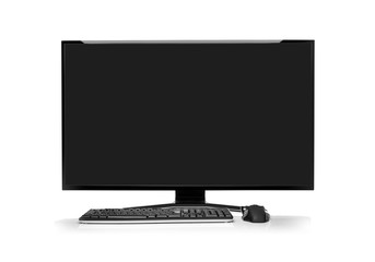 Fototapeta premium Desktop computer and keyboard and mouse on white.