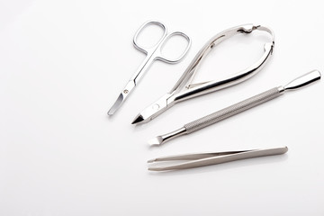 manicure tools, set on a white background