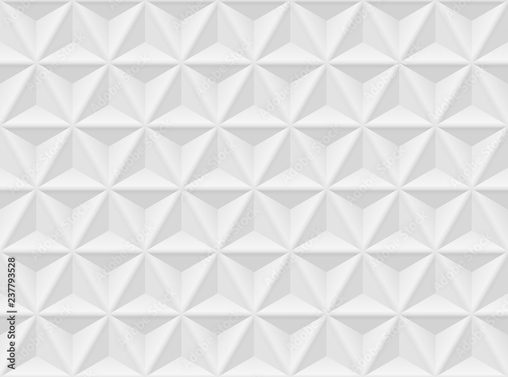 Poster Vector white horizontal background. Seamless volumetric geometric pattern. Modern seamless pattern.