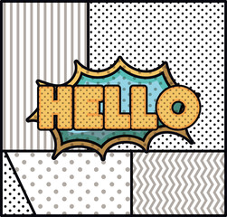 expression bubble with hello pop art style