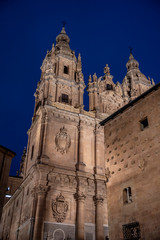 Fototapeta na wymiar Facade of Casa de las Conchas in Salamanca at night, Spain,